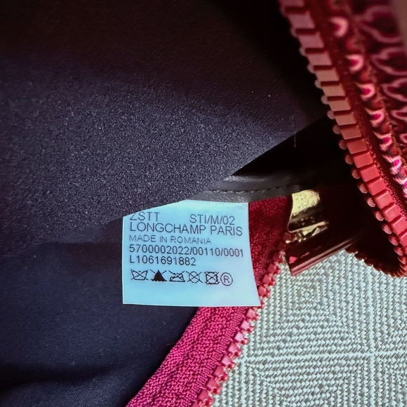 Longchamp Le Pliage Nylon Mini Crossbody Bag, Dandy Print, Fig Bordeaux - Picture 9 of 9